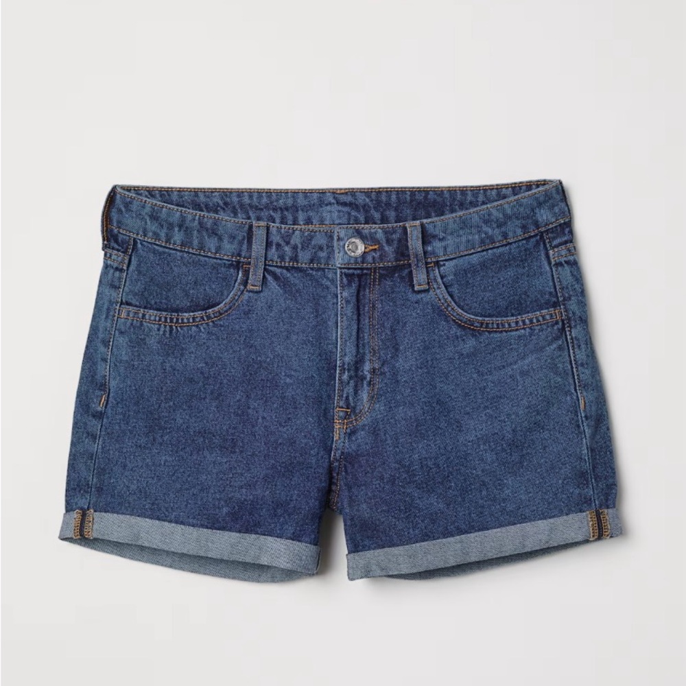 H&M Blue Jean Shorts with Distressed Hem